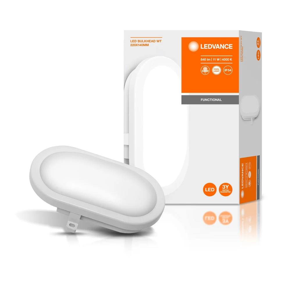 LEDVANCE BULKHEAD Lampada da parete e soffitto 11W Bianca, 840 lm, 4000 K, Bianco freddo