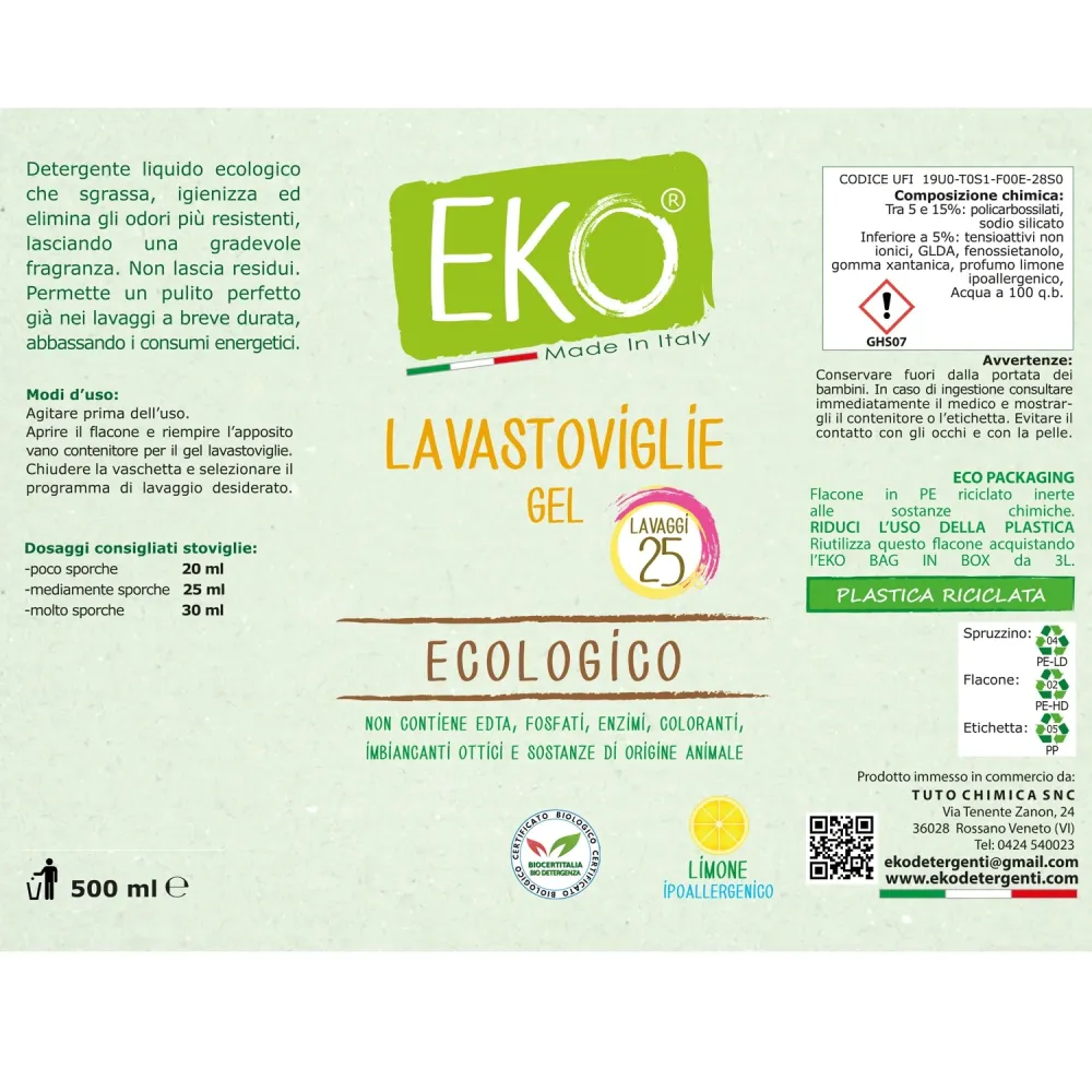 Bag Box kit Eko detersivo lavastoviglie gel