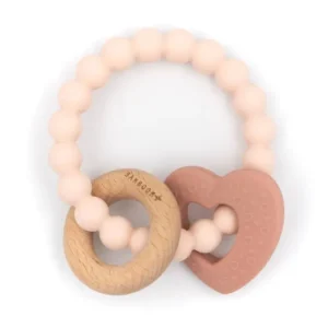 Bamboom+ - Massaggiagengive legno e silicone cuore - Rosa
