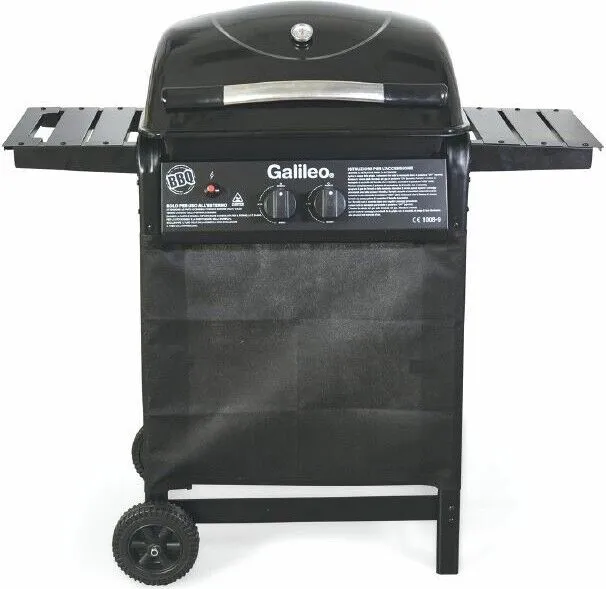 Galileo Barbecue gas 2 bruciatori BBQ coperchio termometro integrato griglia