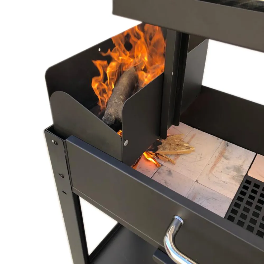 Barbecue Legna o Carbone "LNG" con Griglia Regolabile Manovella – Struttura Robusta con Mensola Ribaltabile e Portalegna