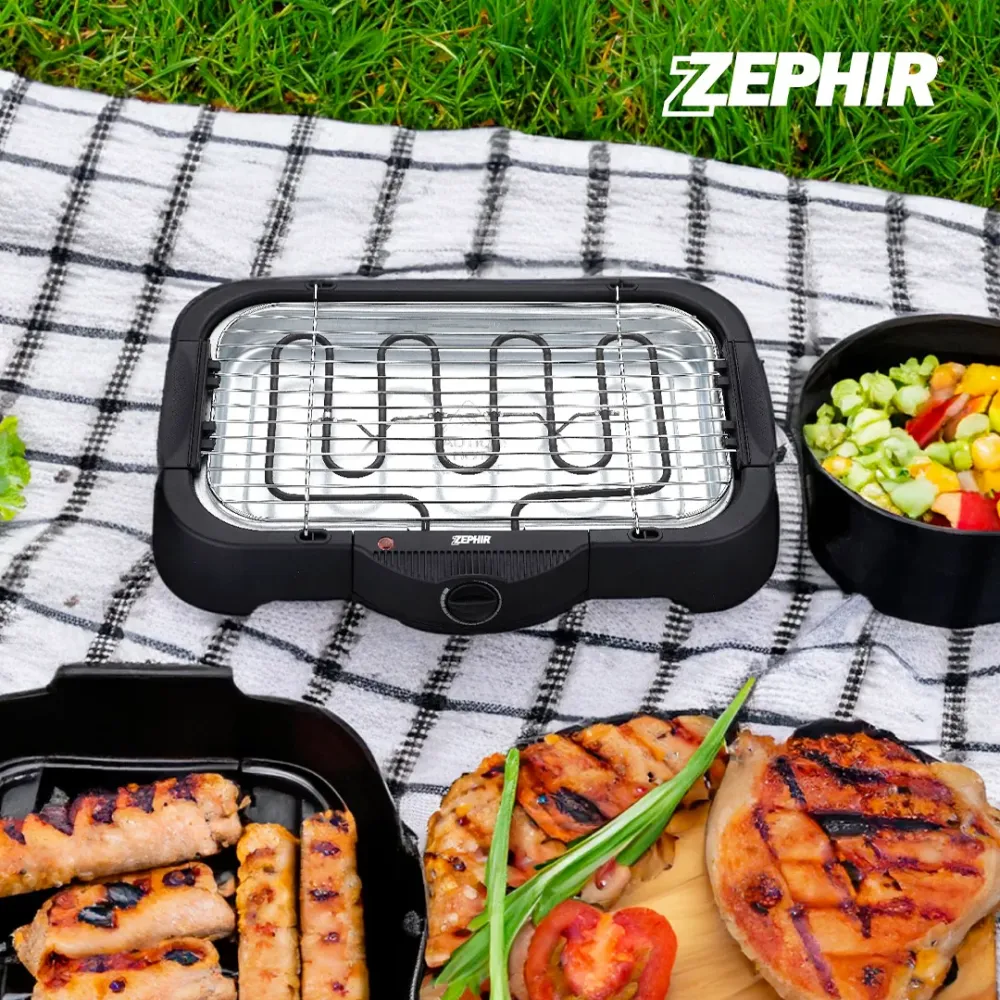 Barbecue Elettrico Zephir ZHC703 2000W con Griglia Inox 50x35 cm