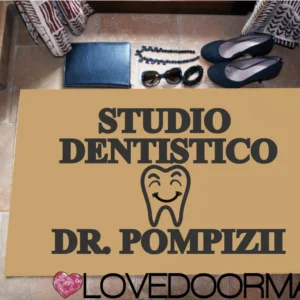Zerbino Fatto su misura – Dentista Sorriso – LOVEDOORMAT Feltro, Fondo Gomma, Tappeto 100% Asciugapassi