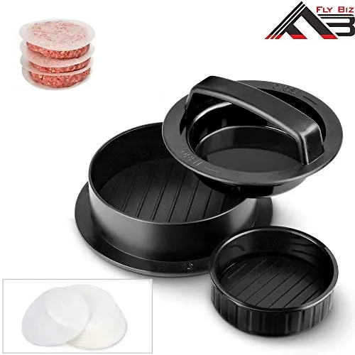 Flybiz Premium Pressa per Hamburger - Set 3 1 - Stampo Hamburger...