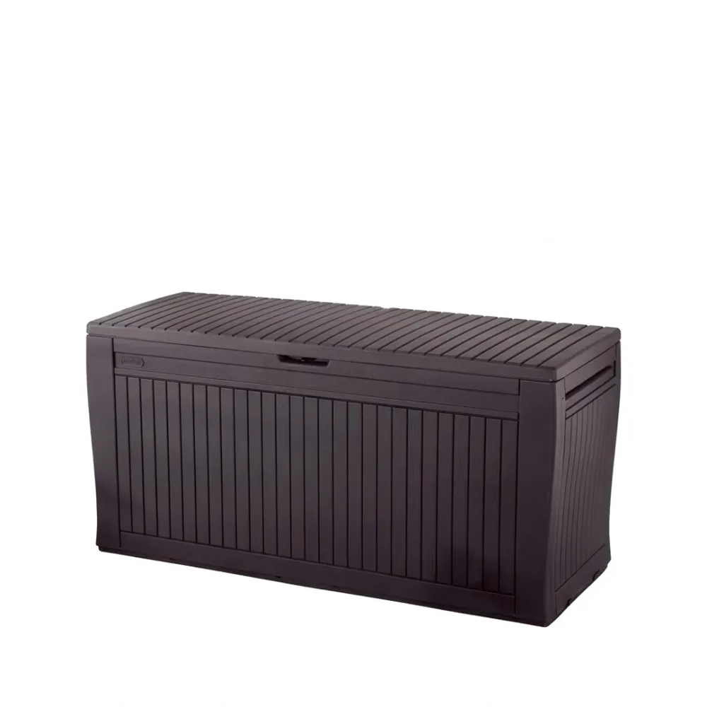 Baule contenitore Keter Comfy marrone 117x45 panca 220kg ruote lucchetto