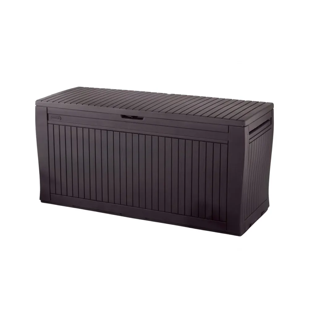 Baule contenitore Keter Comfy marrone 117x45 panca 220kg ruote lucchetto
