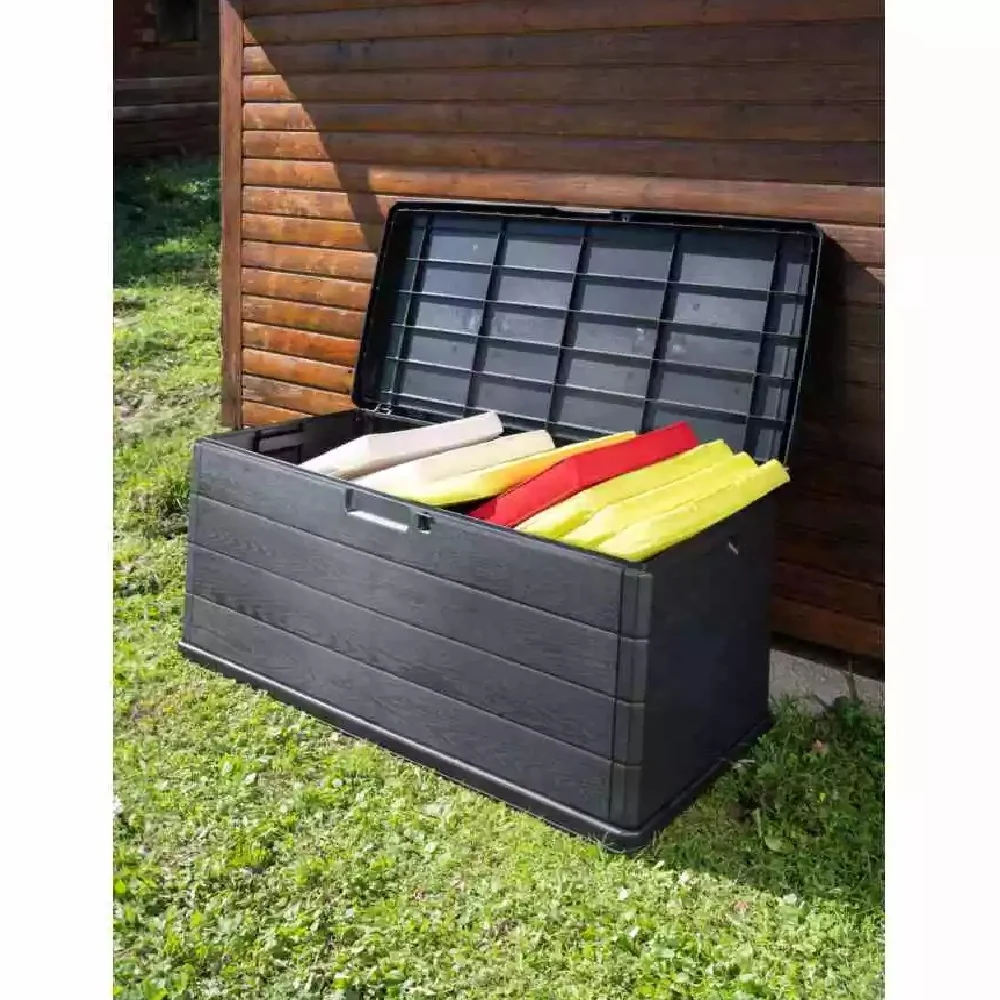 Baule da Giardino esterno Multiuso Polipropilene 118x59 H57cm Grigio 340LT
