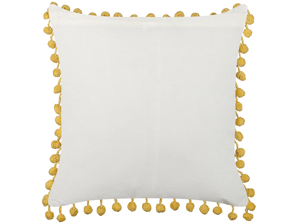 Set di 2 cuscini cotone senape e bianco infangato 45 x 45 cm LYCROIS