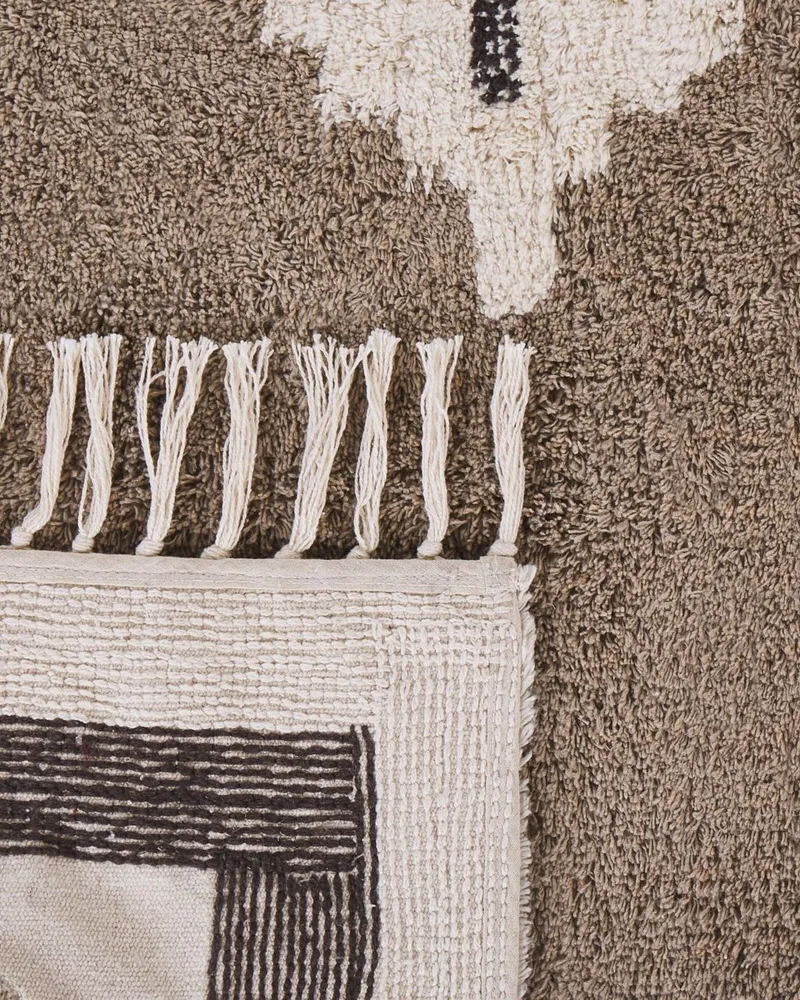 Tappeto beige e nero cotone 80 x 150 cm GEYVE