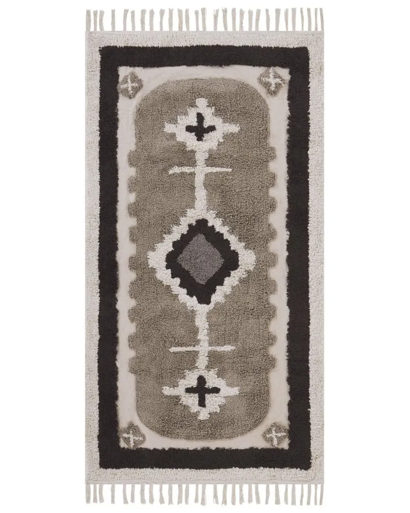 Tappeto beige e nero cotone 80 x 150 cm GEYVE
