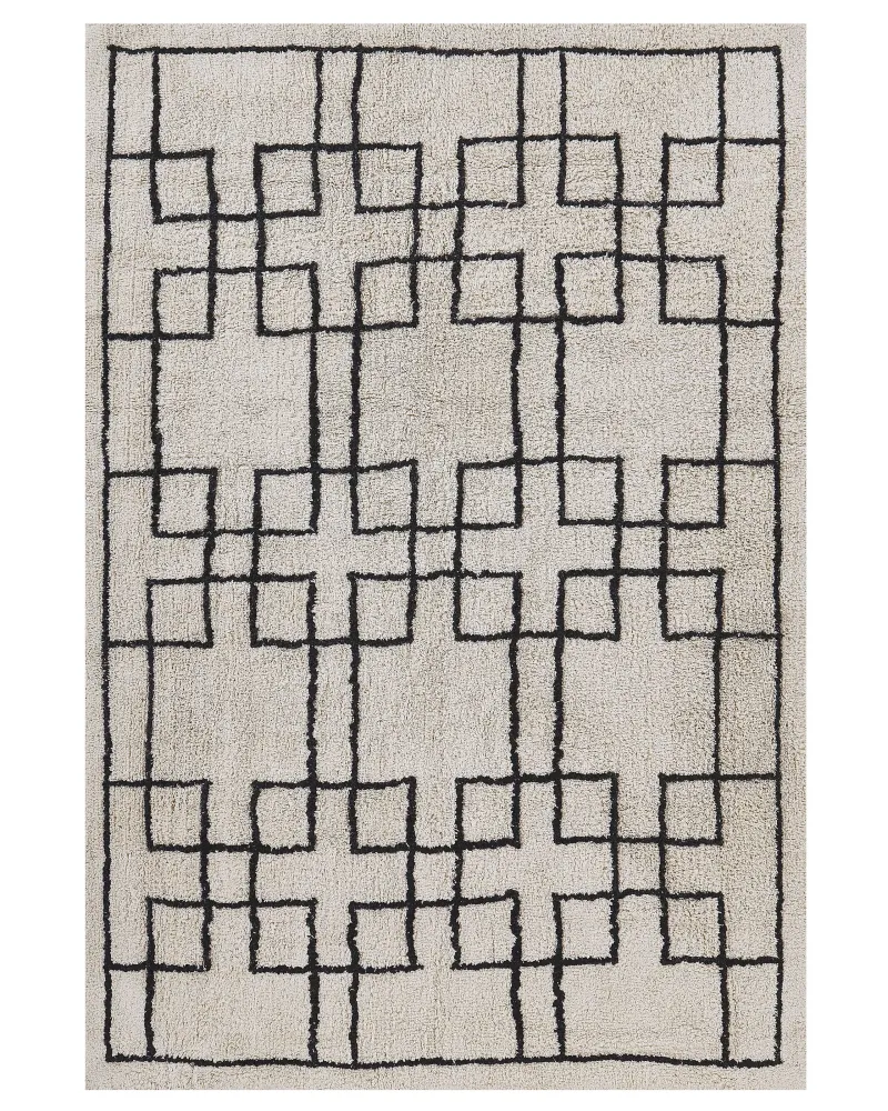 Tappeto beige e nero cotone 160 x 230 cm TURHAL