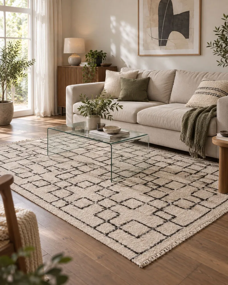 Tappeto beige e nero cotone 160 x 230 cm TURHAL