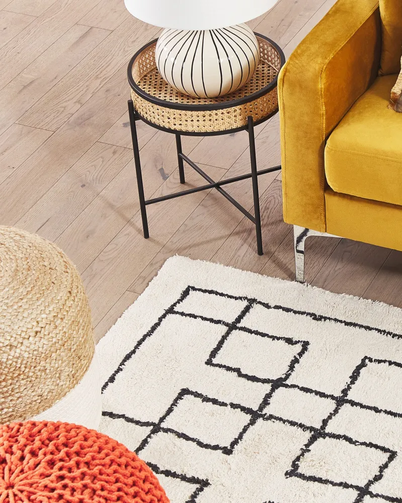 Tappeto beige e nero cotone 160 x 230 cm TURHAL