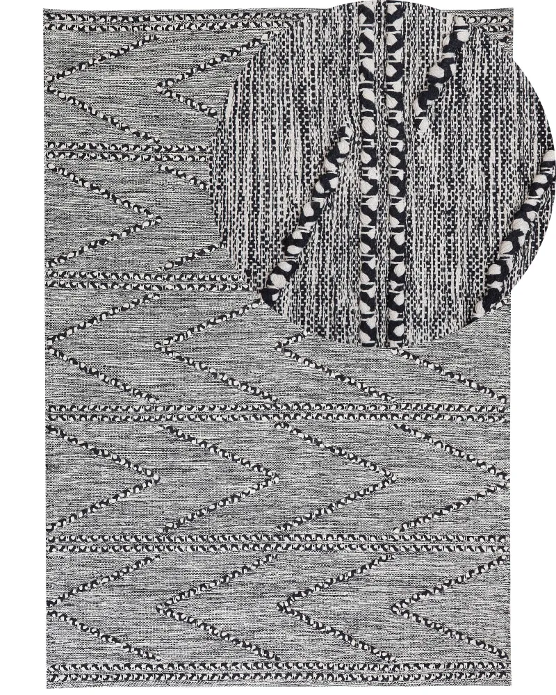 Tappeto cotone 160 x 230 cm bianco e nero TERMAL