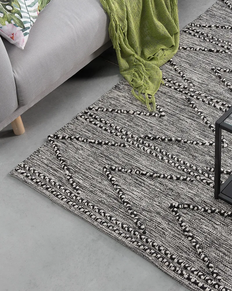 Tappeto cotone 160 x 230 cm bianco e nero TERMAL
