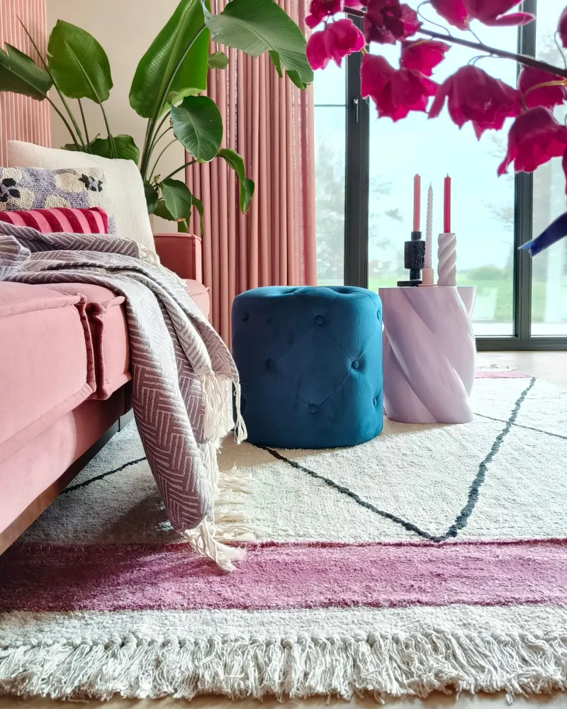 Tappeto cotone beige palese e rosa 160 x 230 cm AFSAR