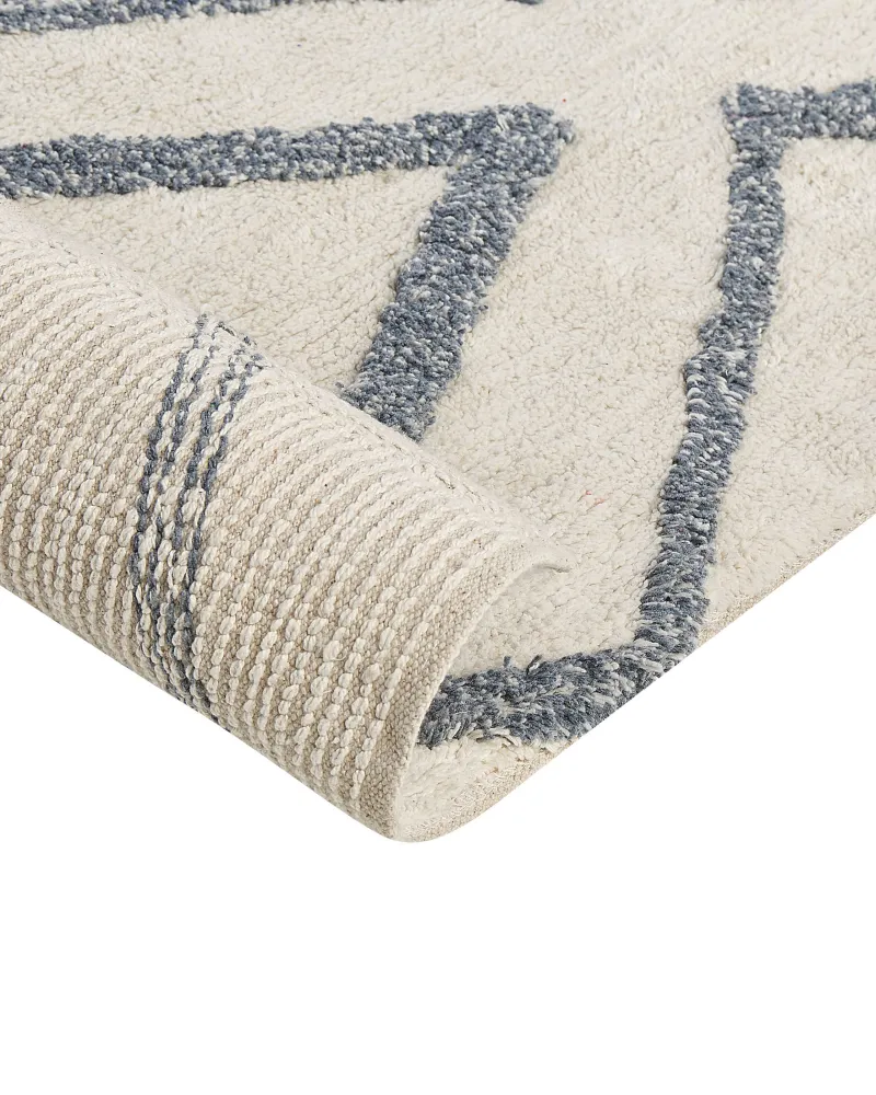 Tappeto cotone bianco e blu 160 x 230 cm MENDERES