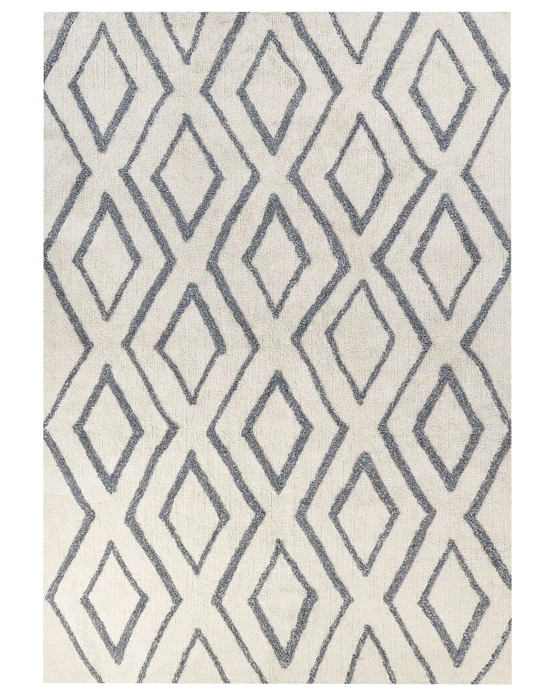 Tappeto cotone bianco e blu 160 x 230 cm MENDERES