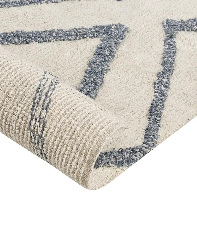 Tappeto cotone bianco e blu 160 x 230 cm MENDERES