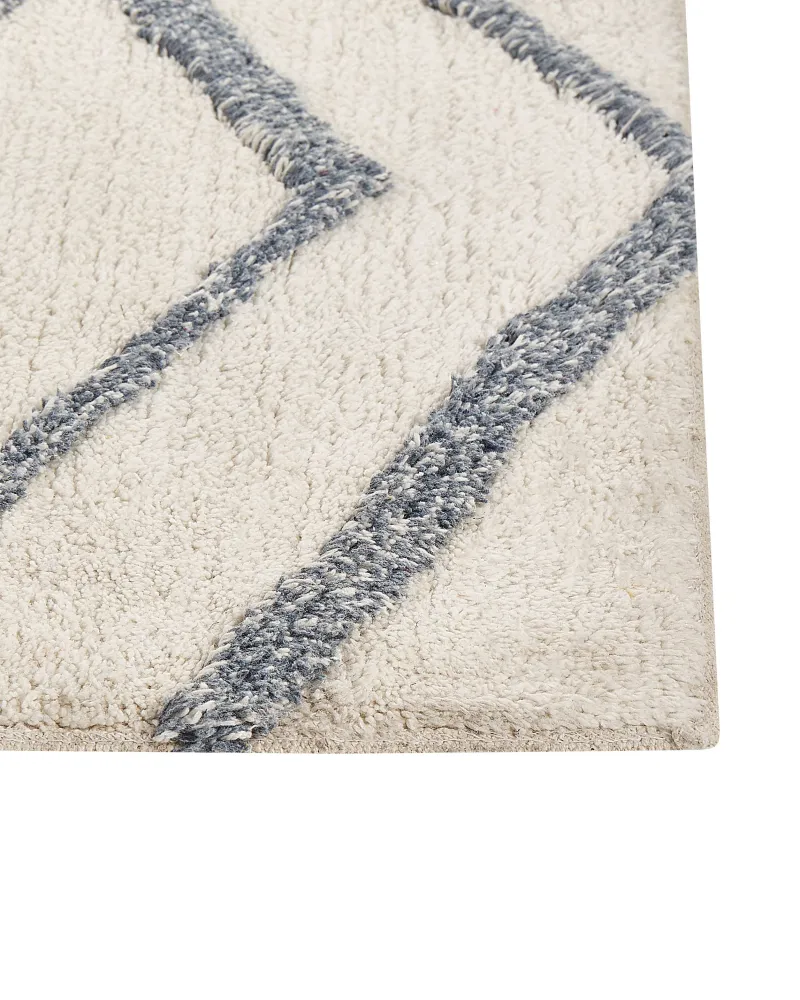 Tappeto cotone bianco e blu 160 x 230 cm MENDERES