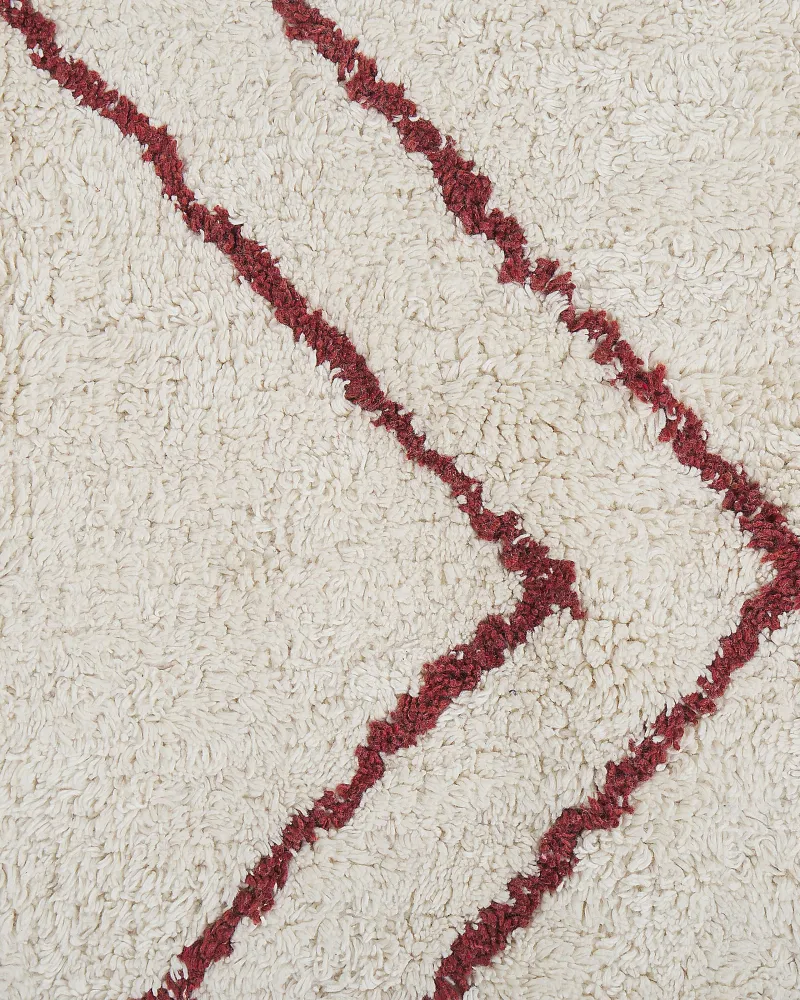 Tappeto cotone bianco imbrattato e rosso scuro 160 x 230 cm KENITRA