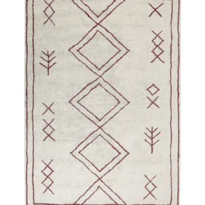 Tappeto cotone bianco macchiato e rosso scuro 160 x 230 cm KENITRA