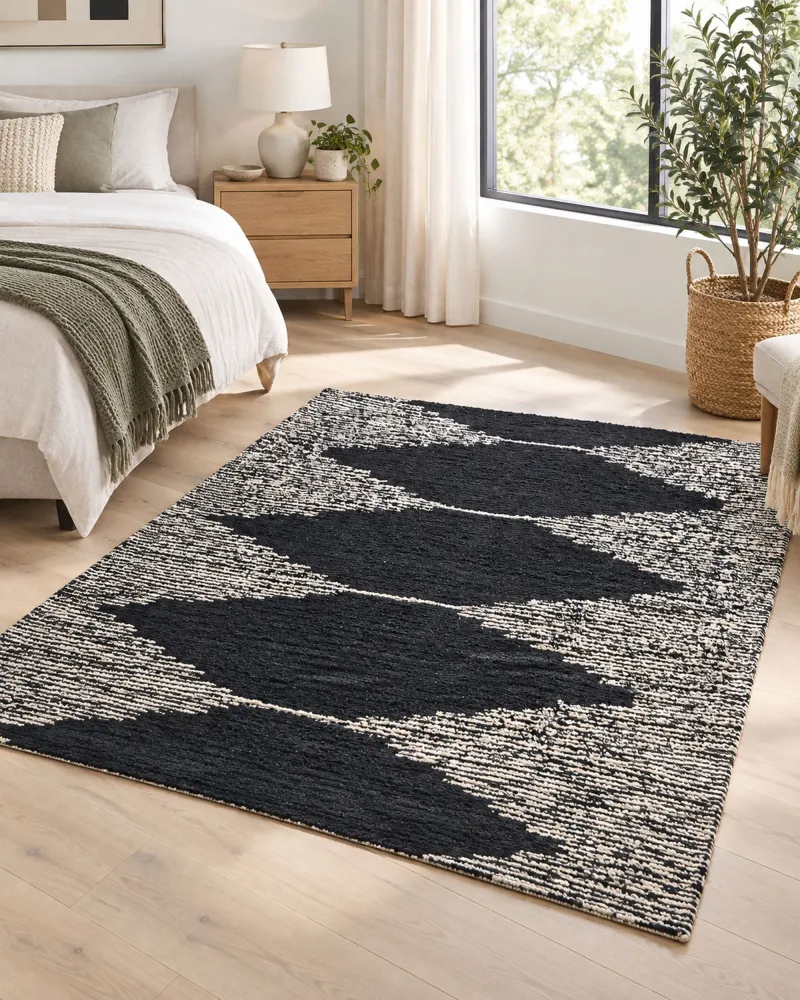 Tappeto cotone bianco e nero 160 x 230 cm BATHINDA