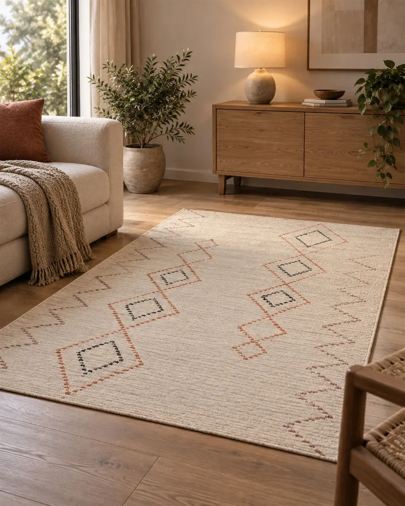Tappeto cotone camoscio rosso e nero 160 x 230 cm GUWAHATI