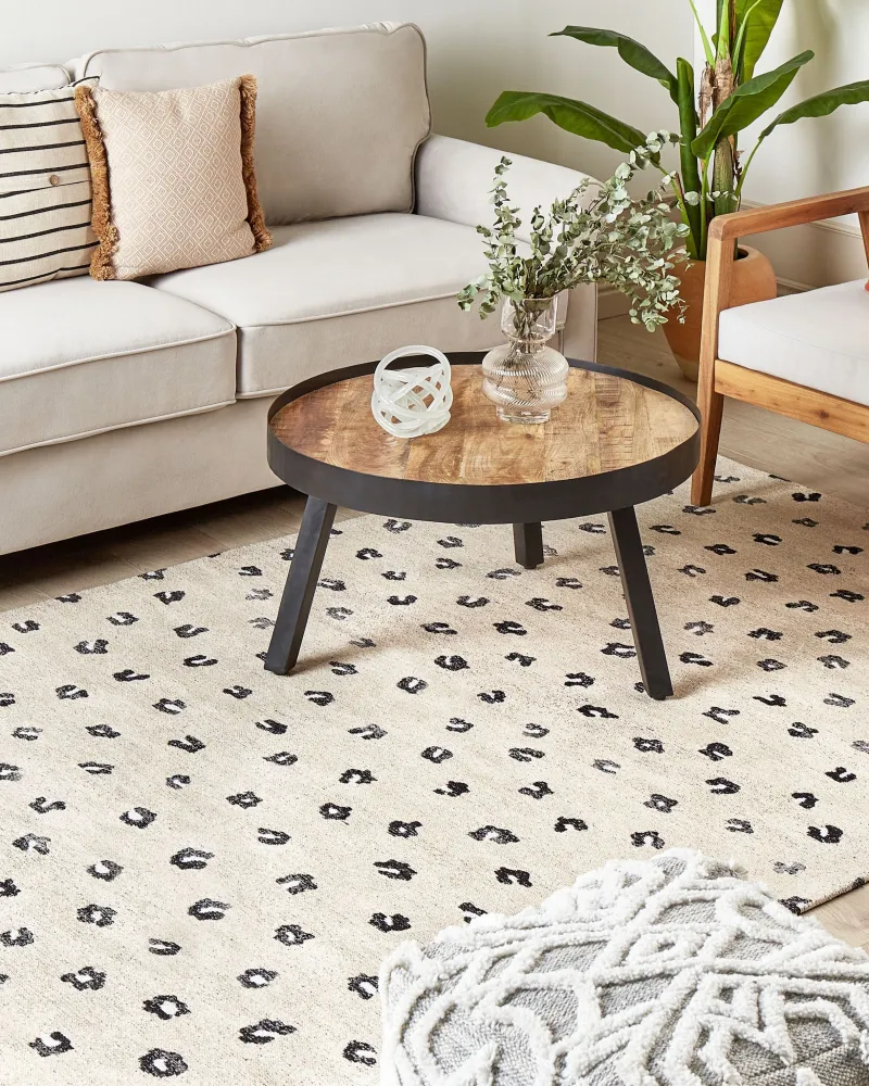 Tappeto cotone crema e nero 160 x 230 cm AFIS