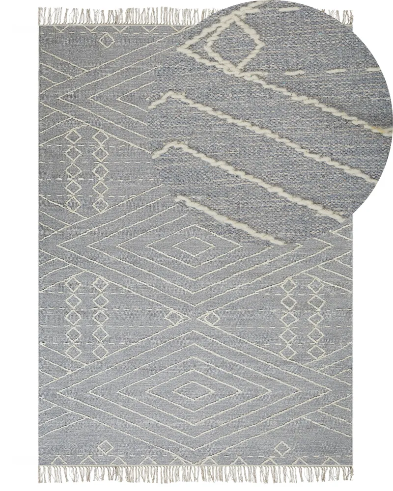 Tappeto cotone grigio chiaro e bianco imbrattato 160 x 230 cm KHENIFRA
