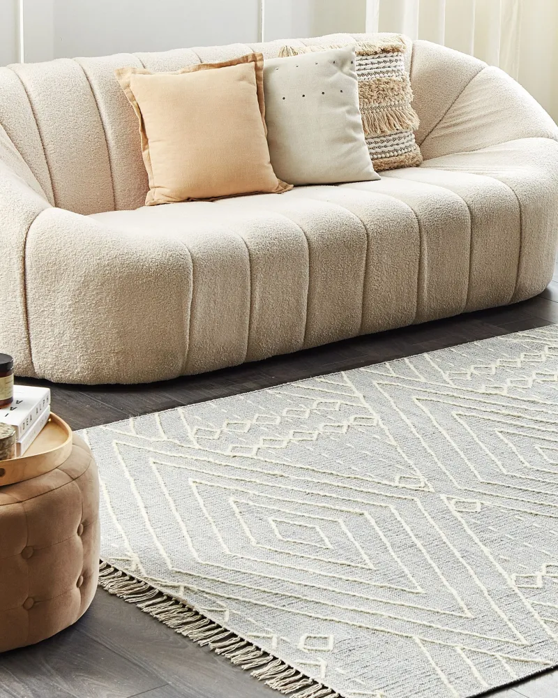 Tappeto cotone grigio chiaro e bianco imbrattato 160 x 230 cm KHENIFRA