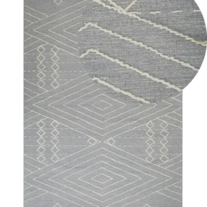 Tappeto cotone grigio distinto e bianco sporco 80 x 150 cm KHENIFRA
