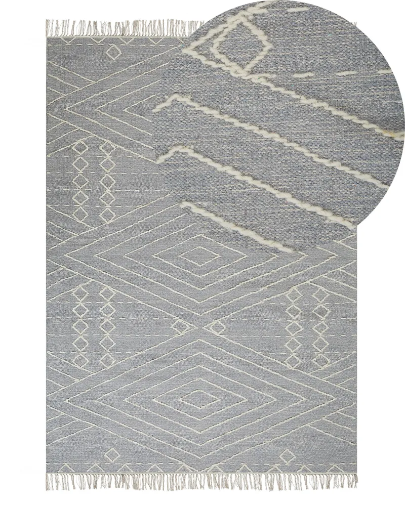 Tappeto cotone grigio distinto e bianco sporco 80 x 150 cm KHENIFRA