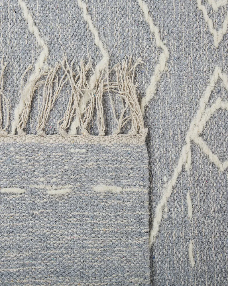 Tappeto cotone grigio distinto e bianco sporco 80 x 150 cm KHENIFRA