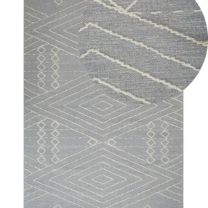 Tappeto cotone grigio distinto e bianco sporco 80 x 150 cm KHENIFRA
