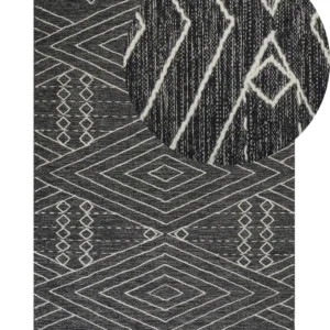 Tappeto cotone nero e bianco infangato 160 x 230 cm KHENIFRA