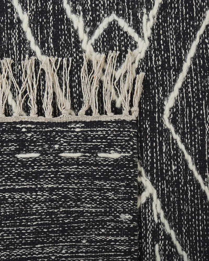 Tappeto cotone nero e bianco infangato 160 x 230 cm KHENIFRA