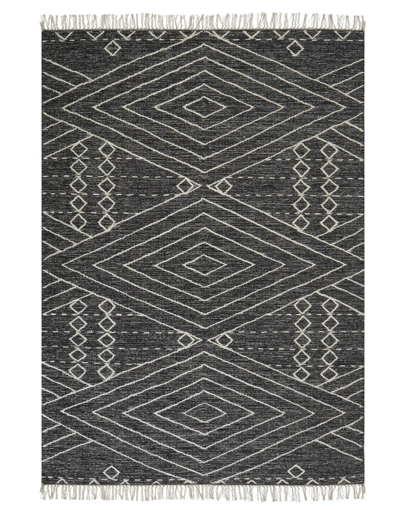 Tappeto cotone nero e bianco infangato 160 x 230 cm KHENIFRA