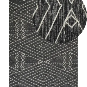 Tappeto cotone nero e bianco sudicio 160 x 230 cm KHENIFRA