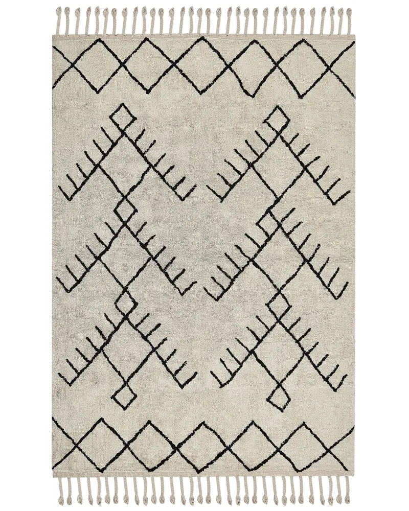 Tappeto cotone panna chiaro e nero 160 x 230 cm ERLER