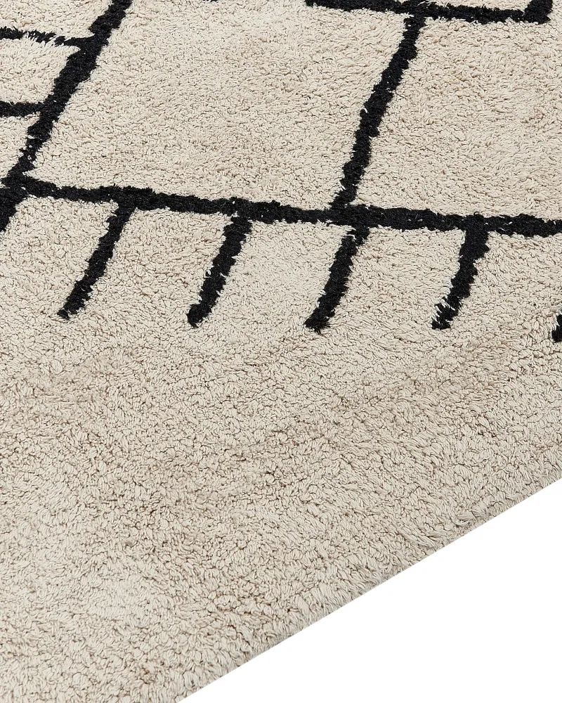 Tappeto cotone panna chiaro e nero 160 x 230 cm ERLER