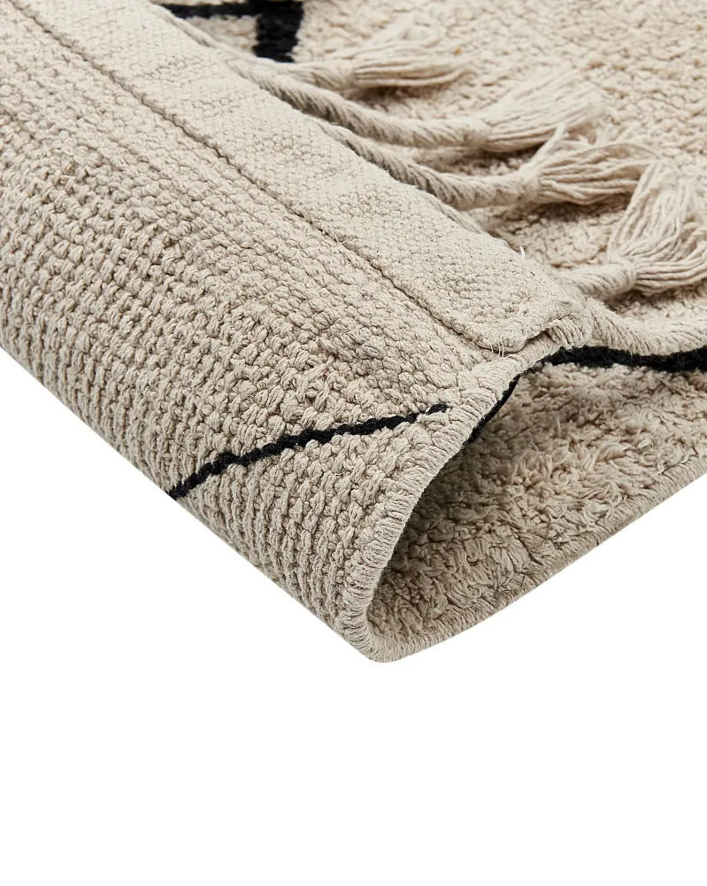 Tappeto cotone panna chiaro e nero 160 x 230 cm ERLER