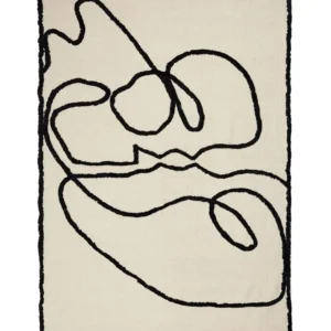 Tappeto cotone panna e nero 160 x 230 cm KONUR