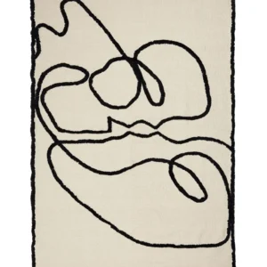 Tappeto cotone sabbia e nero 160 x 230 cm KONUR