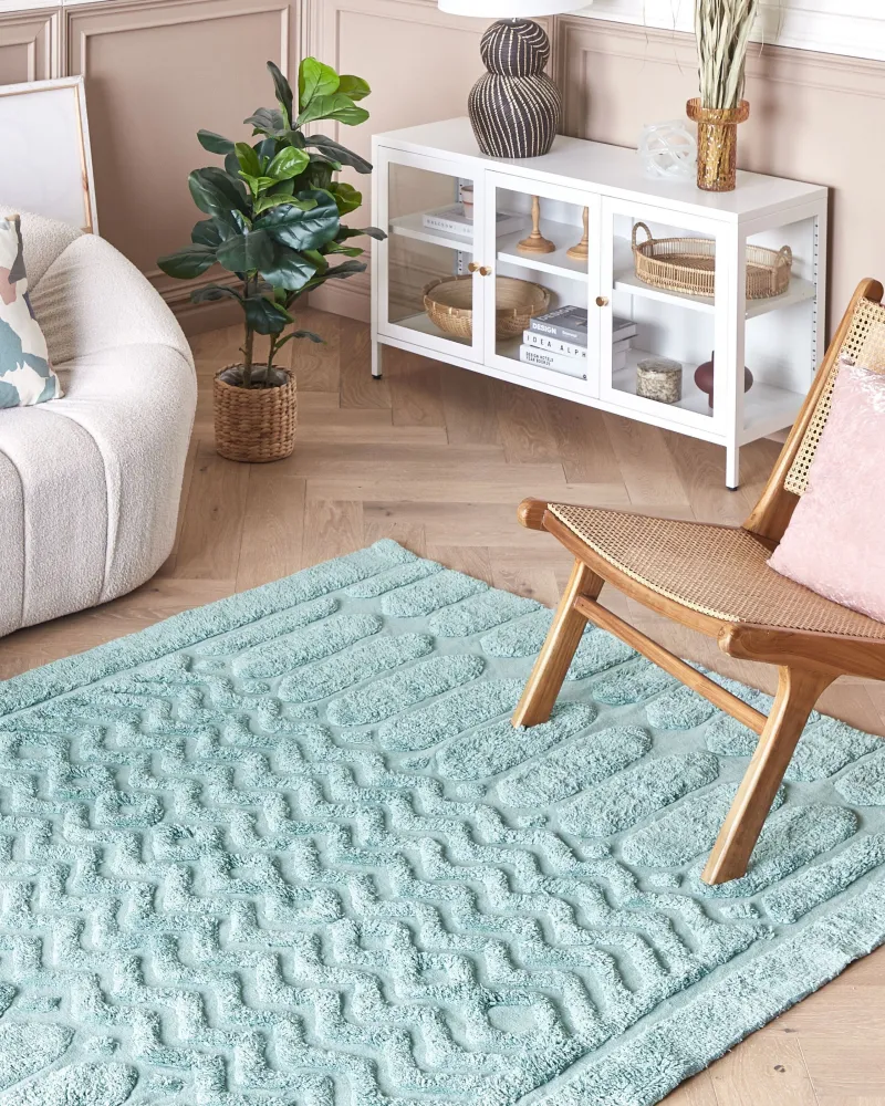 Tappeto cotone verde menta 160 x 230 cm SIRNAK
