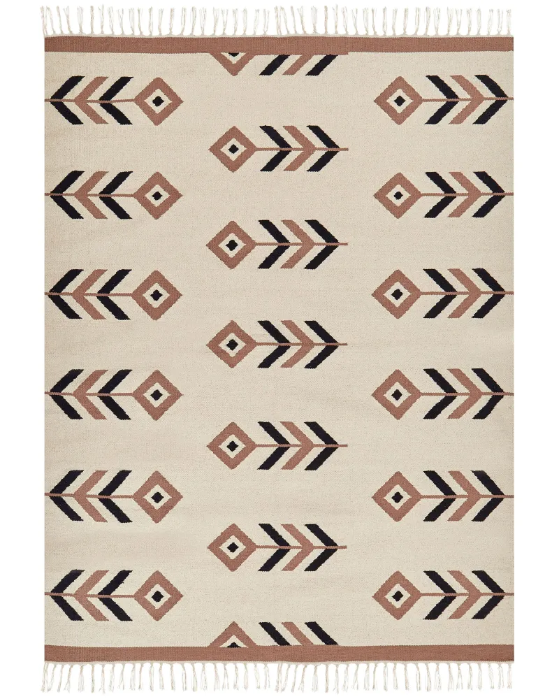 Tappeto kilim cotone crema e nero 160 x 230 cm NIAVAN