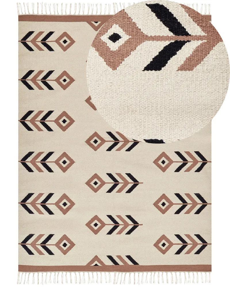 Tappeto kilim cotone crema e nero 160 x 230 cm NIAVAN
