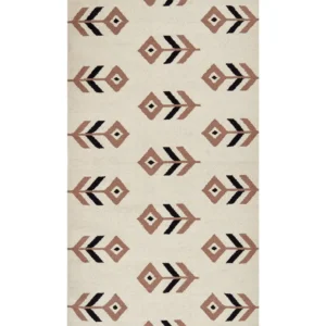 Tappeto kilim cotone nocciola e nero 80 x 150 cm NIAVAN