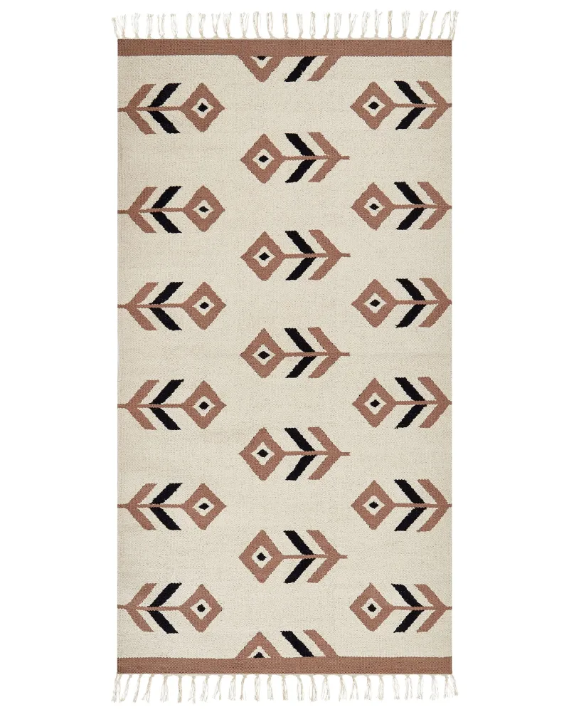Tappeto kilim cotone nocciola e nero 80 x 150 cm NIAVAN