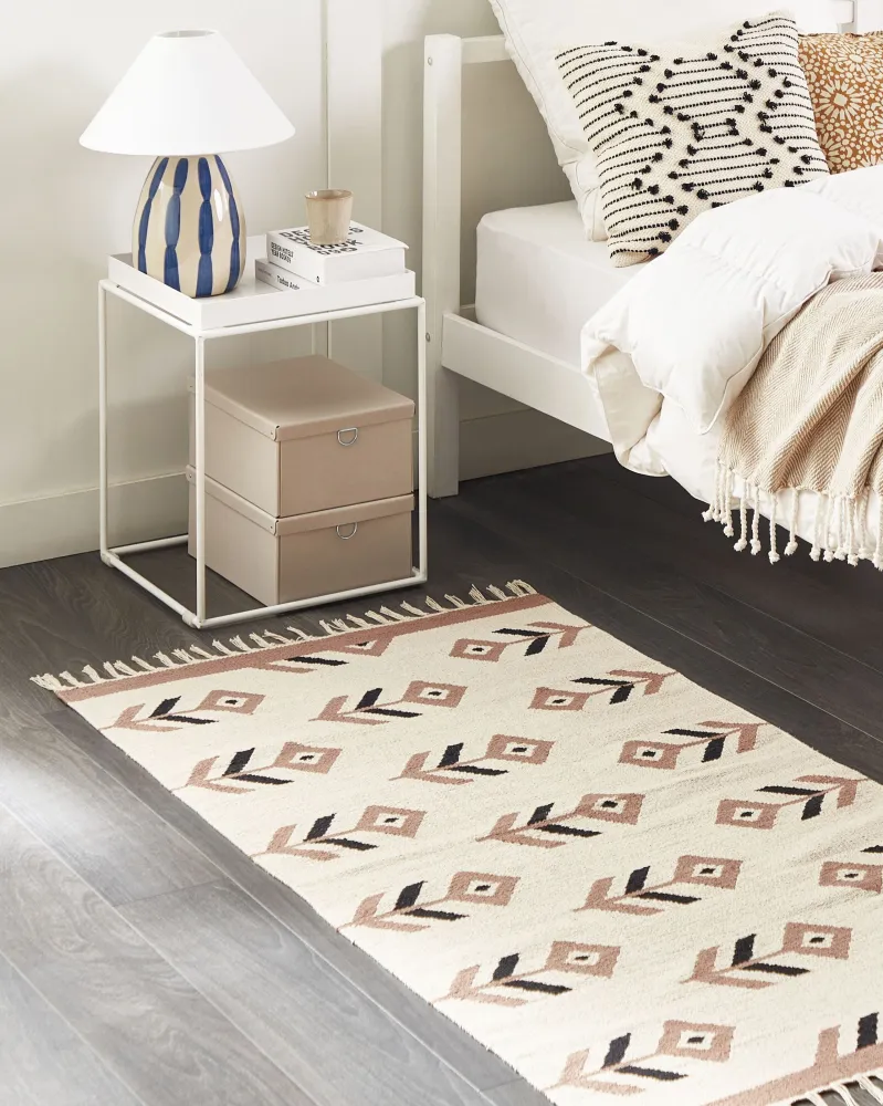 Tappeto kilim cotone nocciola e nero 80 x 150 cm NIAVAN